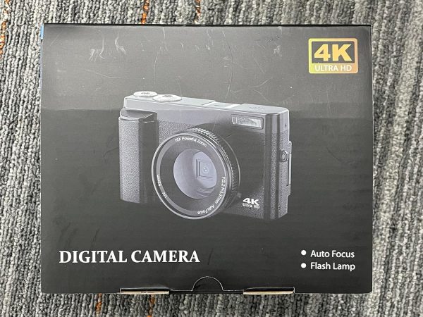 UHD Autofocus 48MP 180° Flip Screen 16X Zoom Compact Point Shoot Vlogging Camera for YouTube with 2 Batteries, 32GB Card (Black)