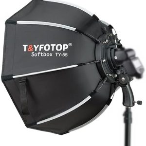 T&YFOTOP 22 inches/55 Centimeters Octagonal Softbox with S-Type Bracket Mount, Carrying Case Compatible with Camera Flash Speedlites TT560 NW561 NW565 NW625 NW635 NW670 750II, etc (55cm softbox)